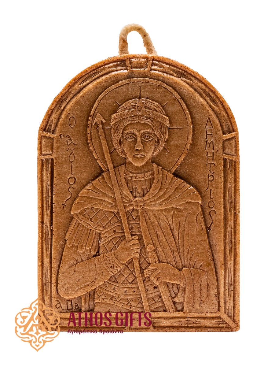 Saint Demetrius beeswax icon