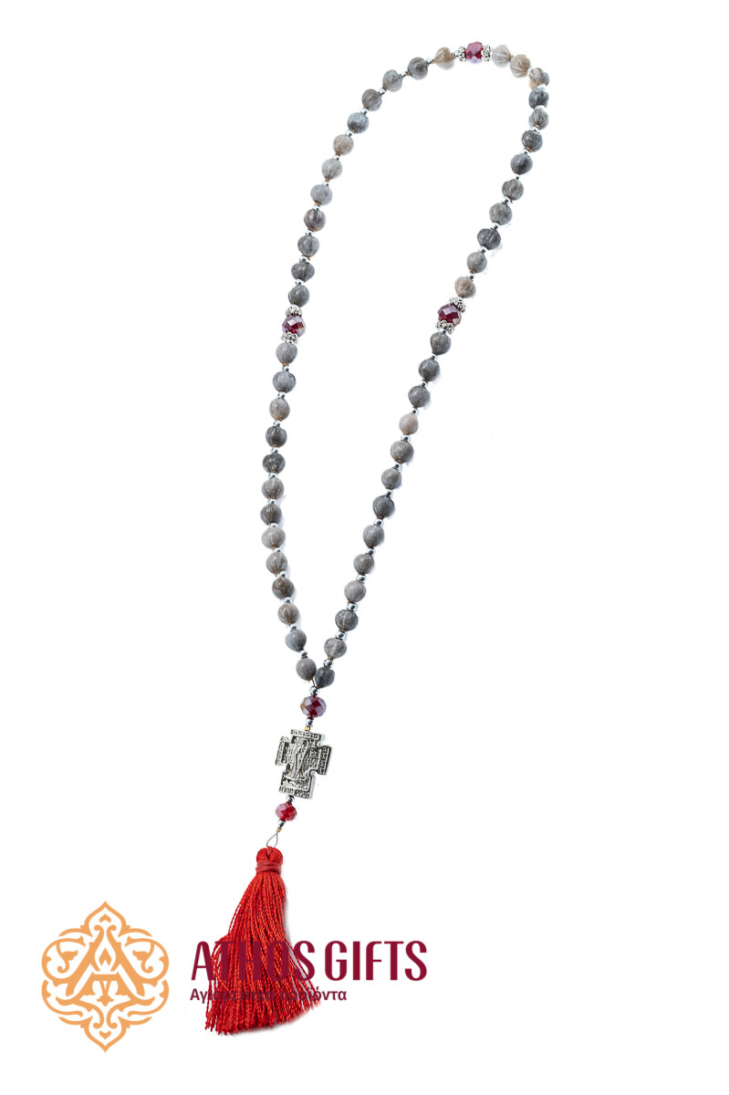 Tears of Virgin Mary prayer rope 50 beads, Color: Red