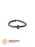 Handmade wooden bracelet with cross, Color: Dark wood