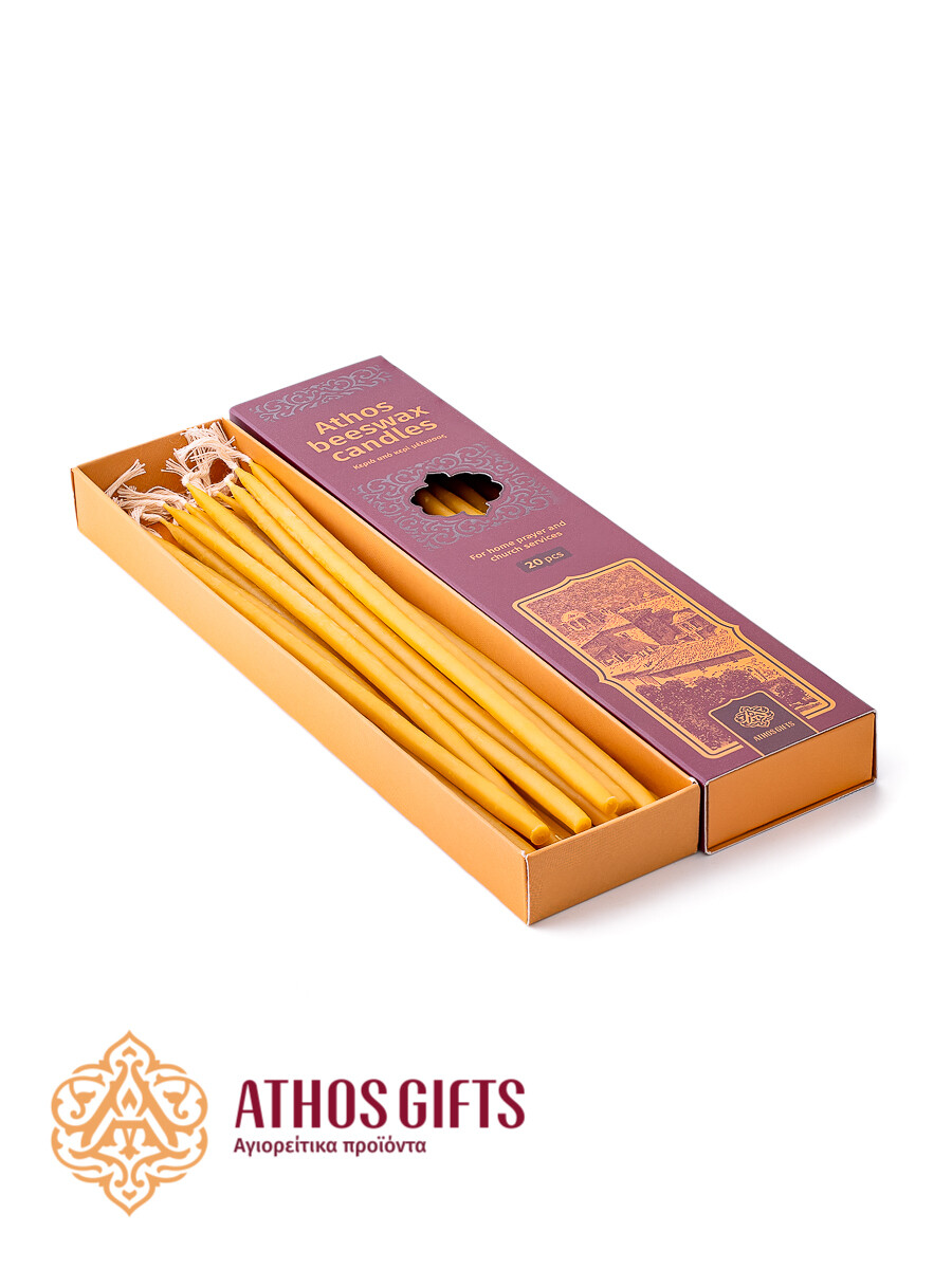 Athos beeswax candles set 20 items