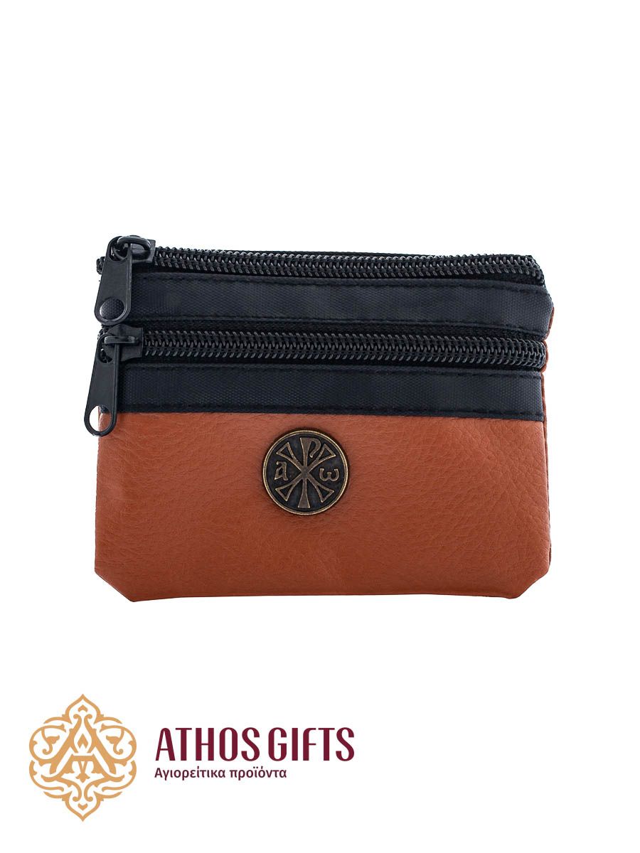 Men&#39;s Coin Wallet ΧΡ ΑΩ, Color: Brown