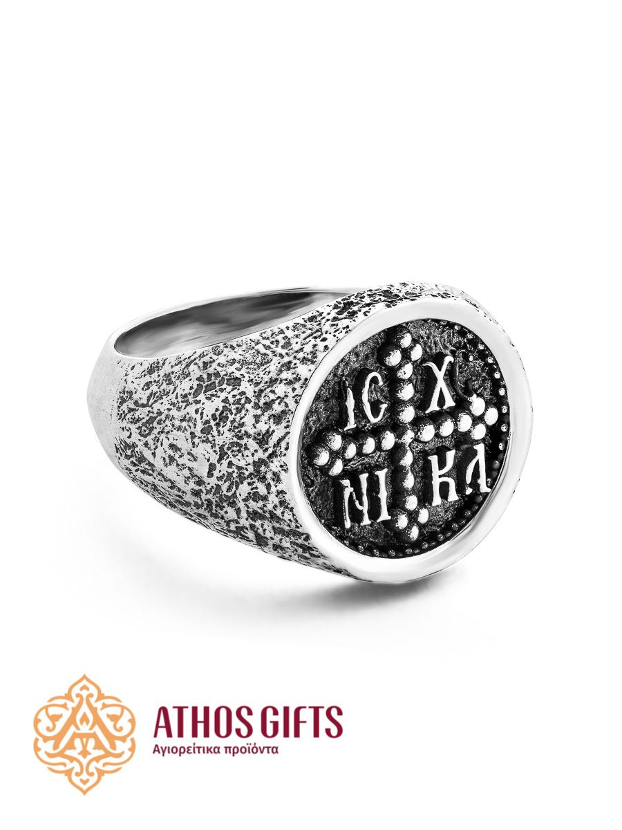 Sterling Silver Men&#39;s Ring ΙΣ ΧΣ ΝΙΚΑ