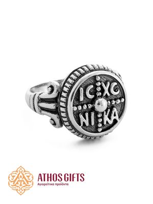 Sterling Silver Men&#39;s Ring ΙΣ ΧΣ ΝΙΚΑ