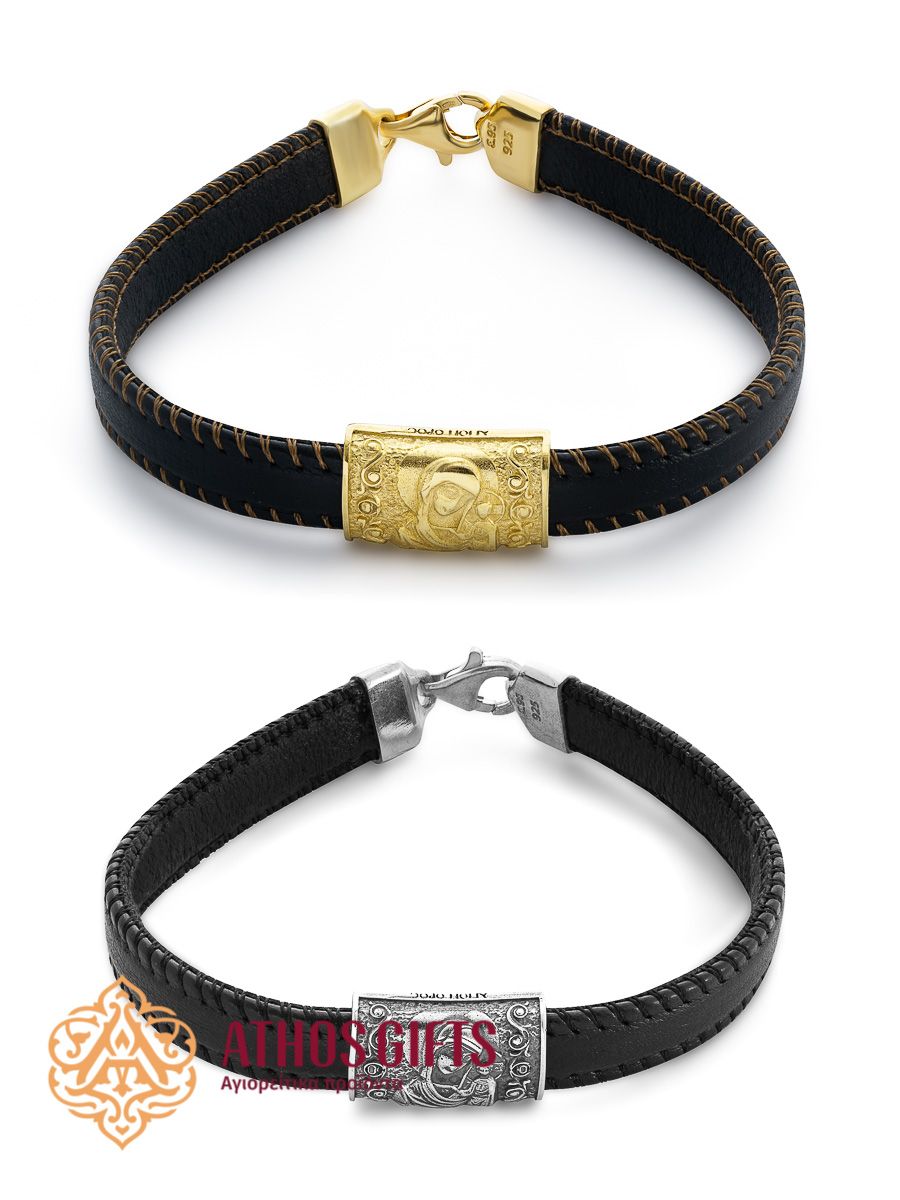 Leather Bracelet with Silver | Mother of God