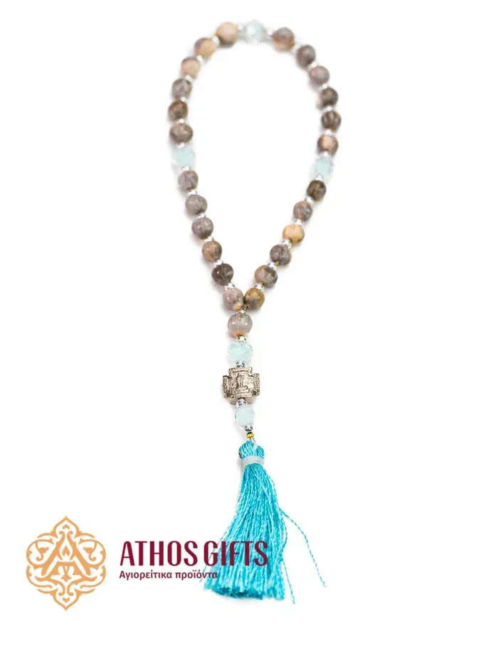 Tears of Virgin Mary prayer rope 25 beads, Color: Blue