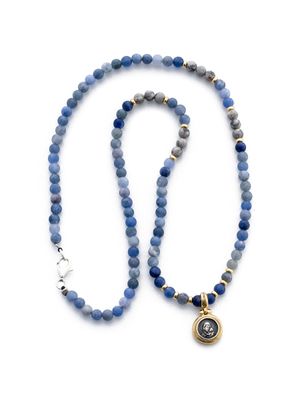 Sodalite &amp; Labradorite Necklace with Silver Icon
