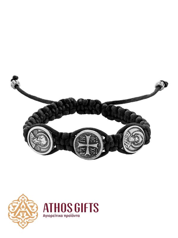 Bracelet with three icons: Saint Spyridon, the Christogram ΙΣ ΧΣ ΝΙΚΑ, Saint Nicholas