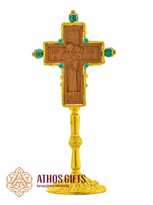 Gold-colored table cross 17 cm