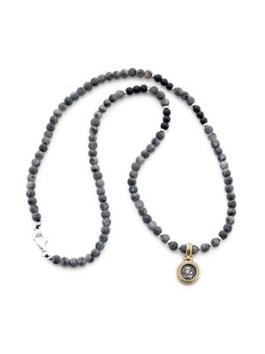Labradorite &amp; Onyx Necklace with Silver Icon