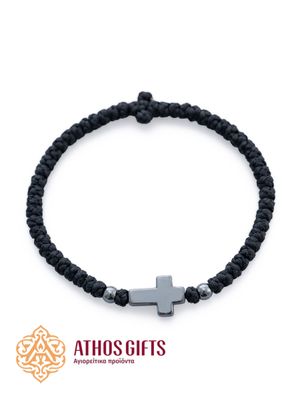 Braided Bracelet with Hematite Cross