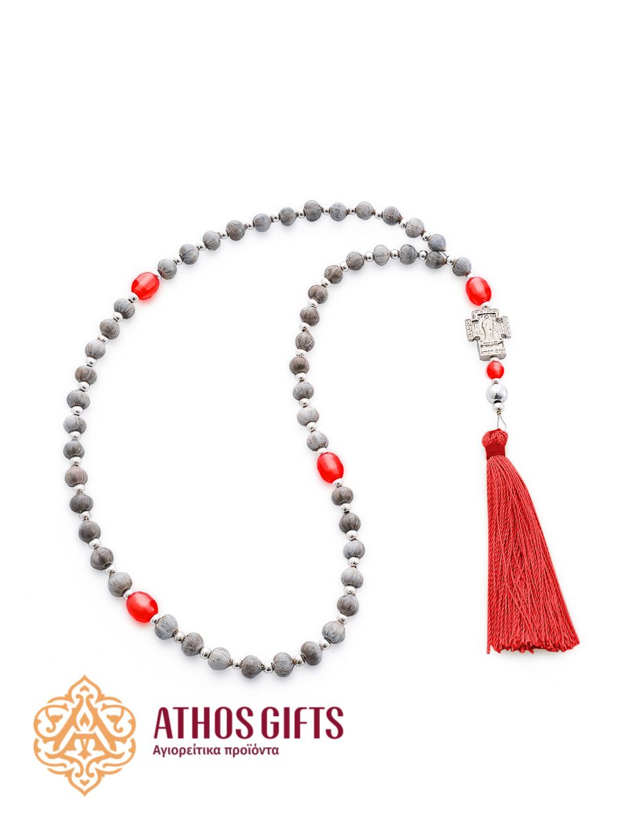 Tears of Virgin Mary prayer rope 50 beads, Color: Red