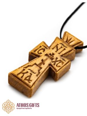 Hand-carved wooden pectoral cross made by the monks of the Koutloumousiou Monastery