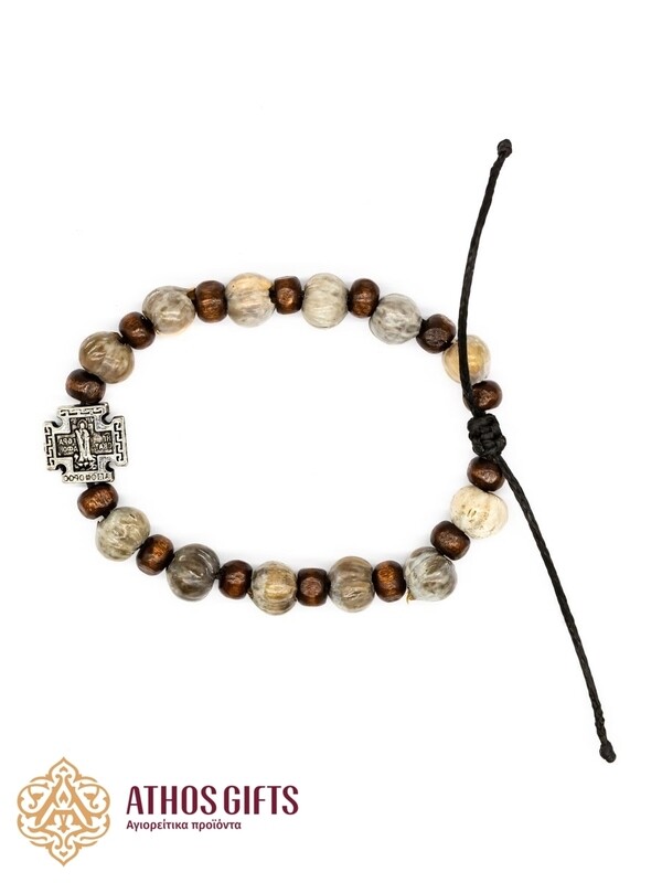 “Tears of the Virgin Mary” bracelet with wooden beads