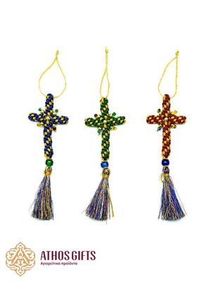 Braided car cross, handmade by monks of Mount Athos