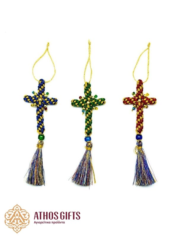 Braided car cross, handmade by monks of Mount Athos