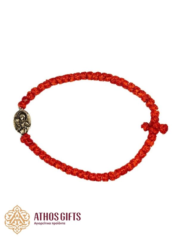 Red bracelet with an icon of Saint Anna.