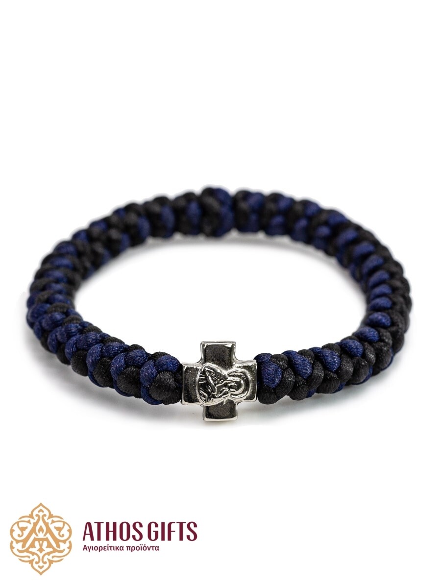 Handmade braided two-tone bracelet, Color: Black, dark blue