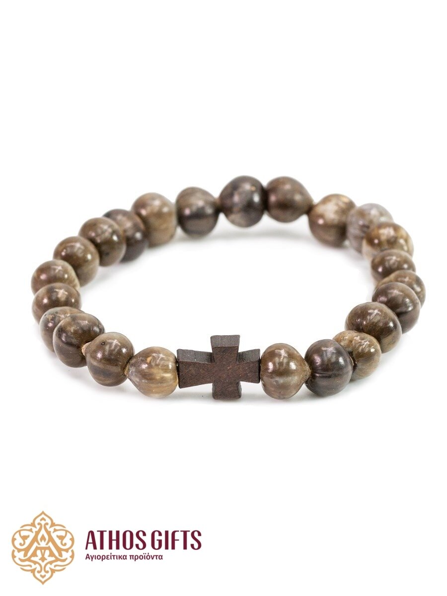 “Tears of the Virgin Mary” bracelet with a wooden cross