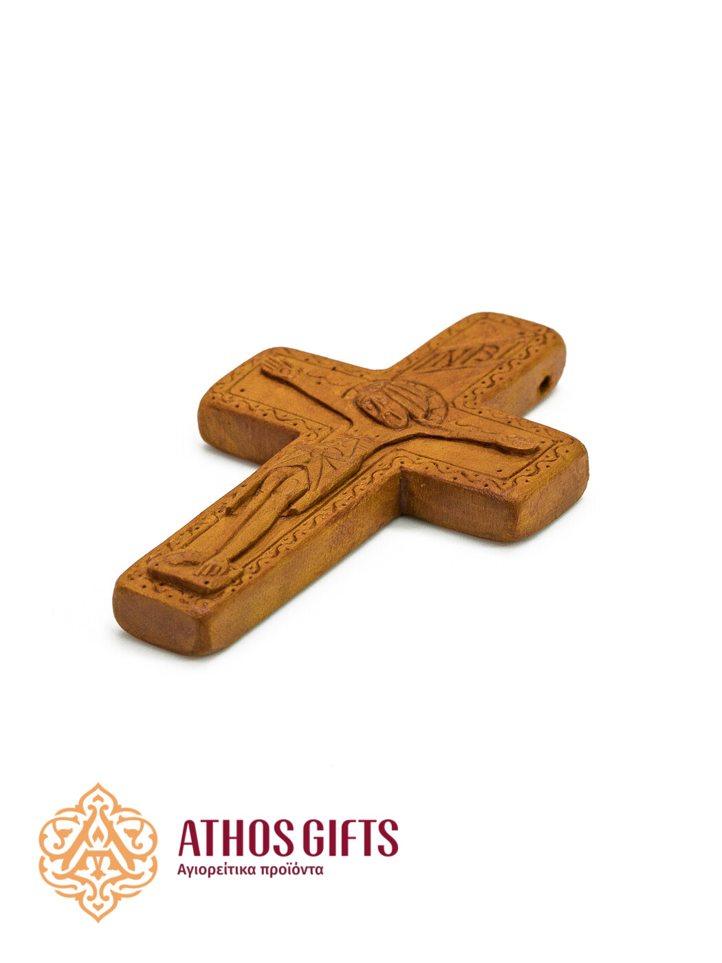 Hand-carved wooden pectoral cross made by the monks of the Koutloumousiou Monastery