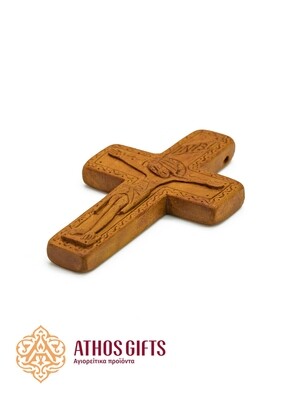 Hand-carved wooden pectoral cross made by the monks of the Koutloumousiou Monastery