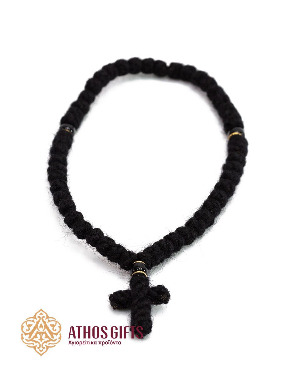 Handmade komboskini prayer ropes are woven from wool by the monks of the Holy Mount Athos.