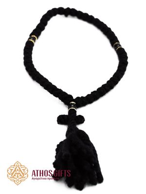 Handmade komboskini prayer ropes are woven from wool by the monks of the Holy Mount Athos.