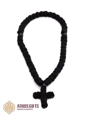Handmade woven prayer rope with a cross, 50 knots.