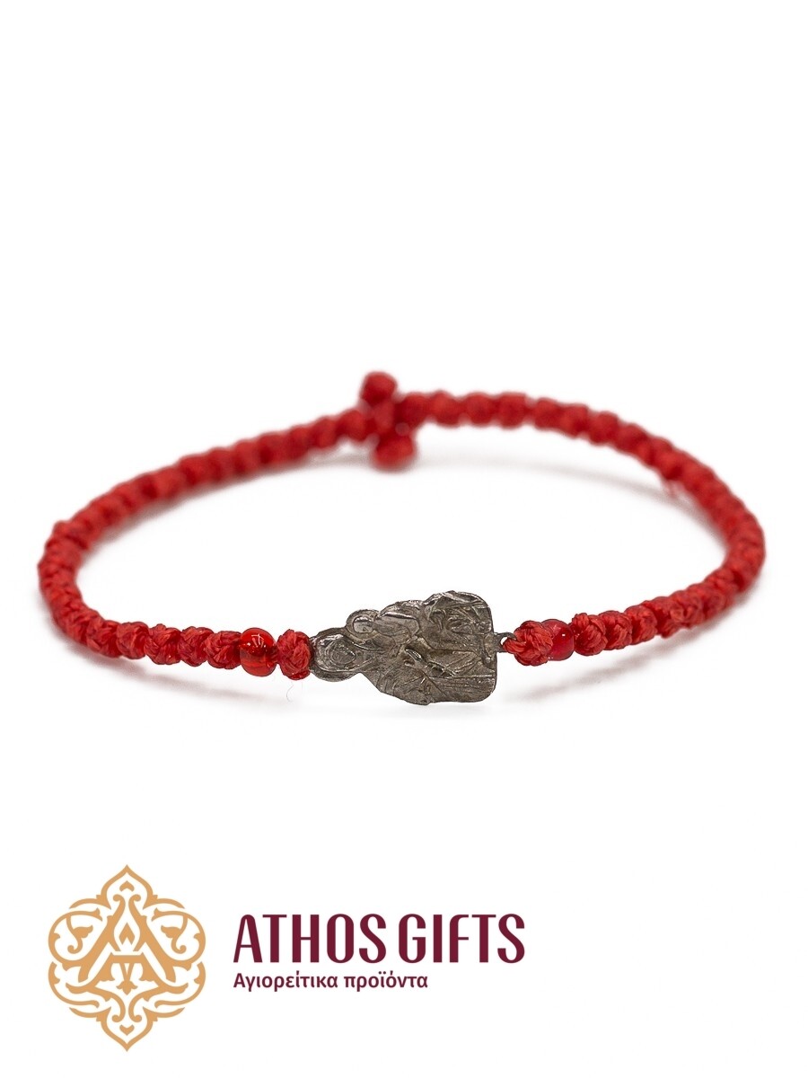 Handmade braided bracelet Mother of God Gorgoepikoos, Color: Red