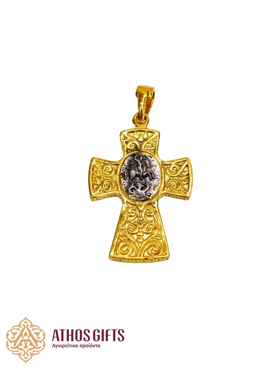 Sterling silver cross with icon, Saint: Saint George