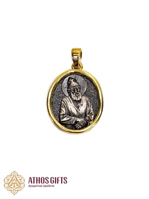 Silver icon medallion depicting Saint Paisios of Mount Athos