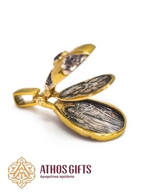 Orthodox silver folding icon featuring the image of the Mother of God.