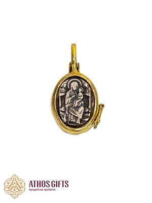 Silver pendant with gilding and an icon of the Mother of God Pantanassa.