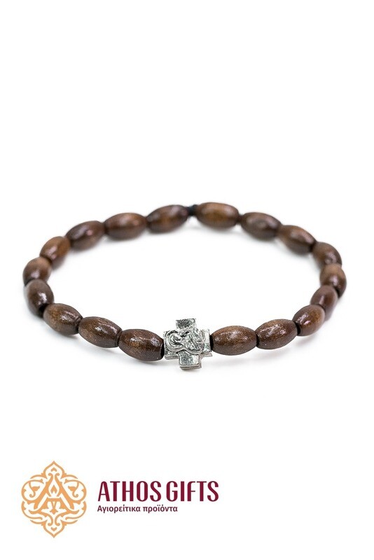 Orthodox Athonite wooden bracelets with a cross, handmade by the monks of Mount Athos.