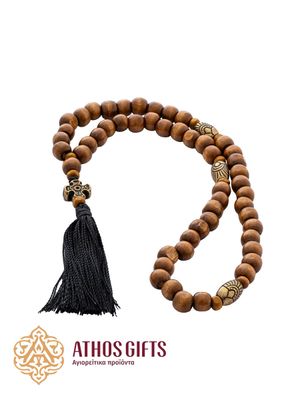 Handmade wooden prayer rope with 50 beads.