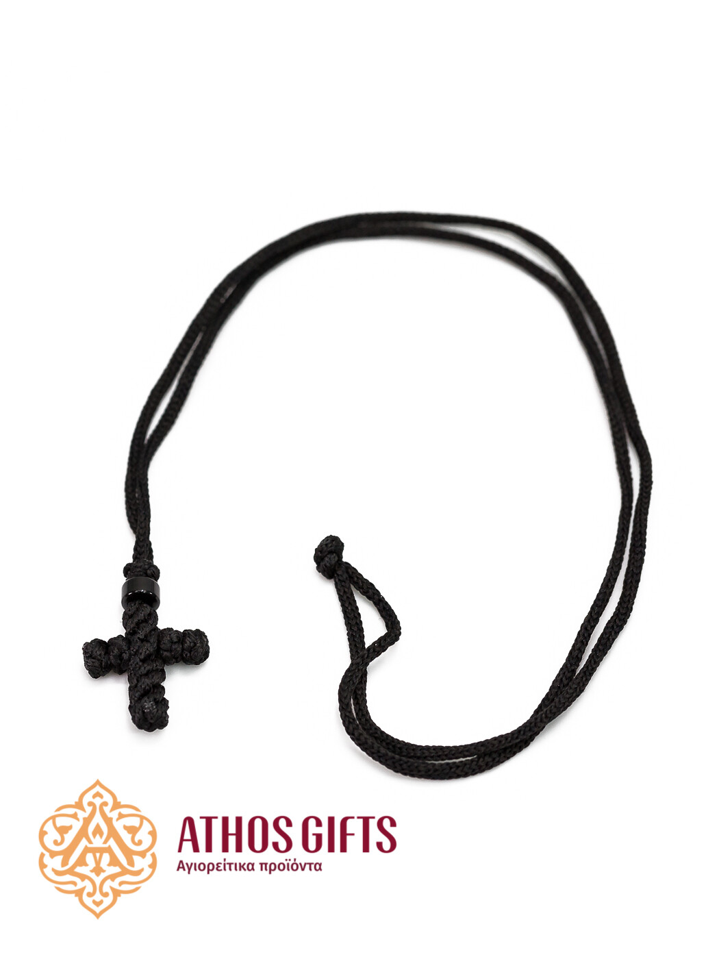 Handmade Braided Baptismal Cross with a Black Bead