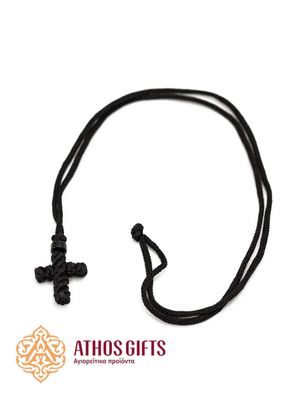 Handmade Braided Baptismal Cross with a Black Bead