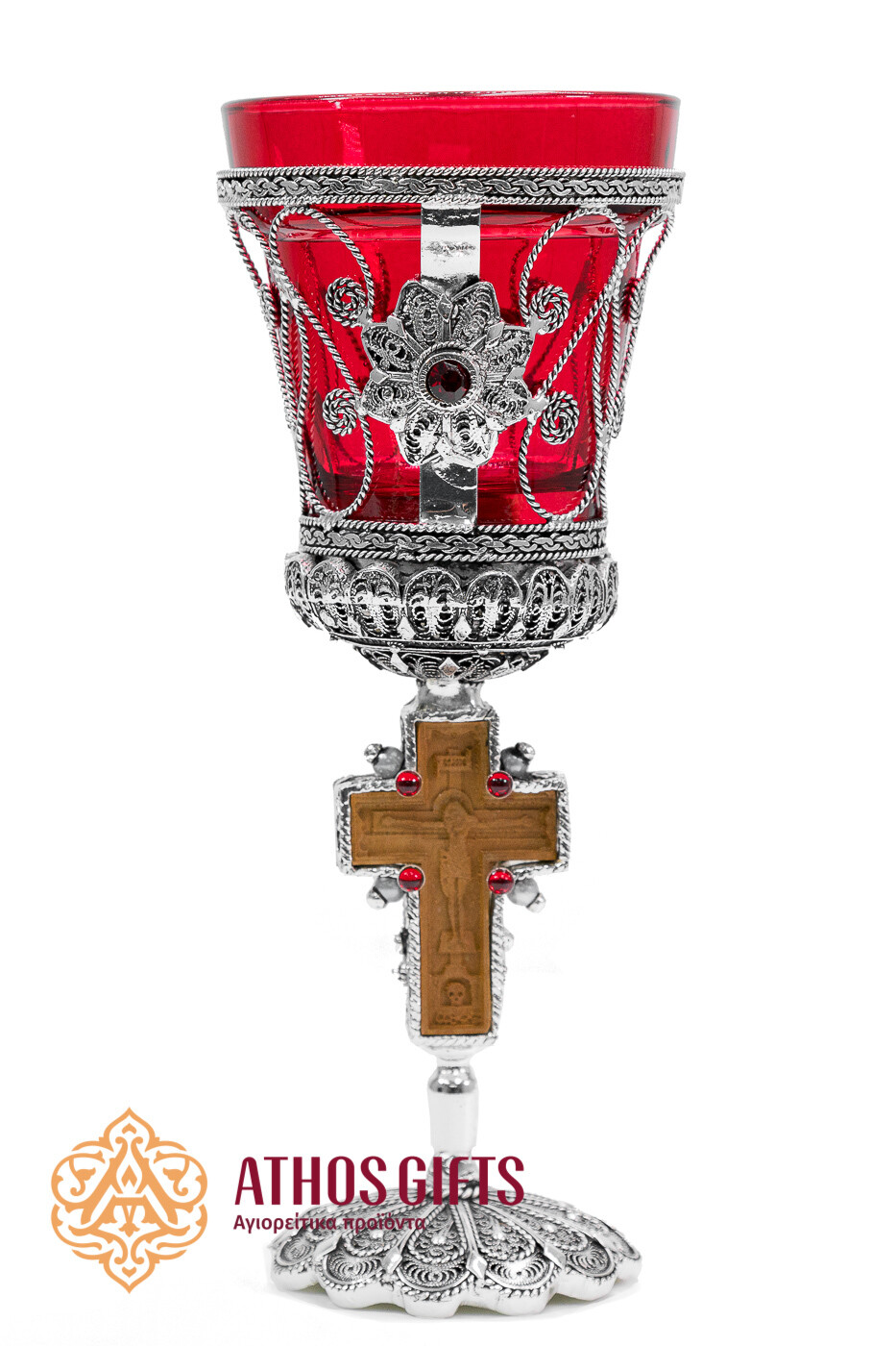 Large altar glass candle, Color: Red