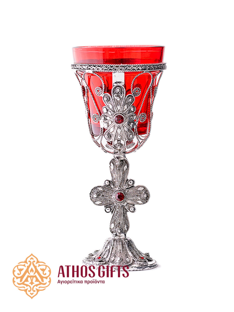 Large altar glass candle, Color: Red