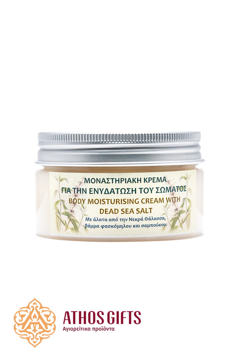 A moisturizing body cream based on natural ingredients with the addition of Dead Sea salt.