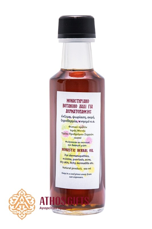 An oil infusion for dermatoses based on natural olive oil and herbs.
