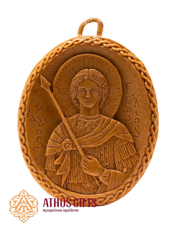 Handmade icon of Saint George made of beeswax