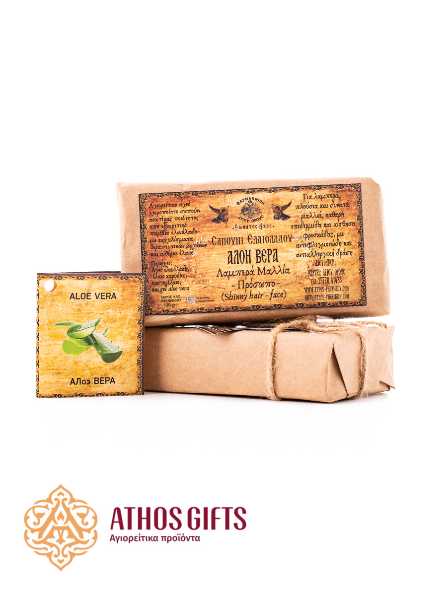 Natural soap with aloe vera based on olive oil with extracts of medicinal herbs.