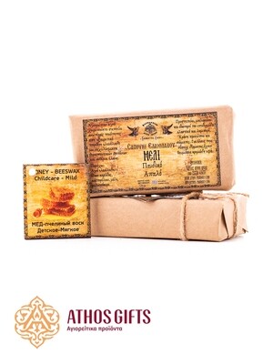 Natural soap with honey and beeswax based on olive oil with extracts of medicinal herbs.