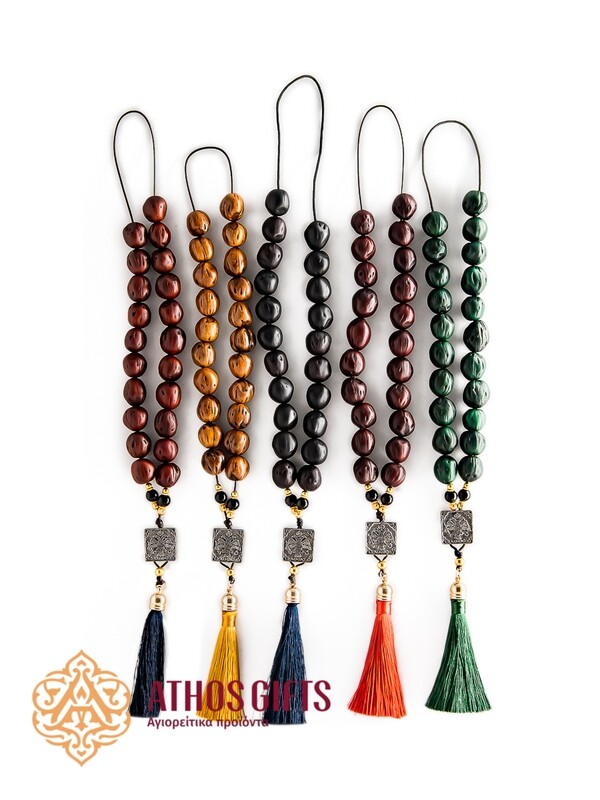 Komboloi with nutmeg beads emitting the church aroma of incense