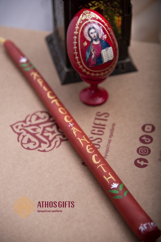 Red candle Christ Is Risen 35 cm