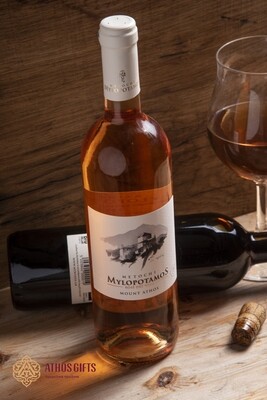 Milopotamos dry rosé wine, Cabernet Sauvignon and Limnio varieties.