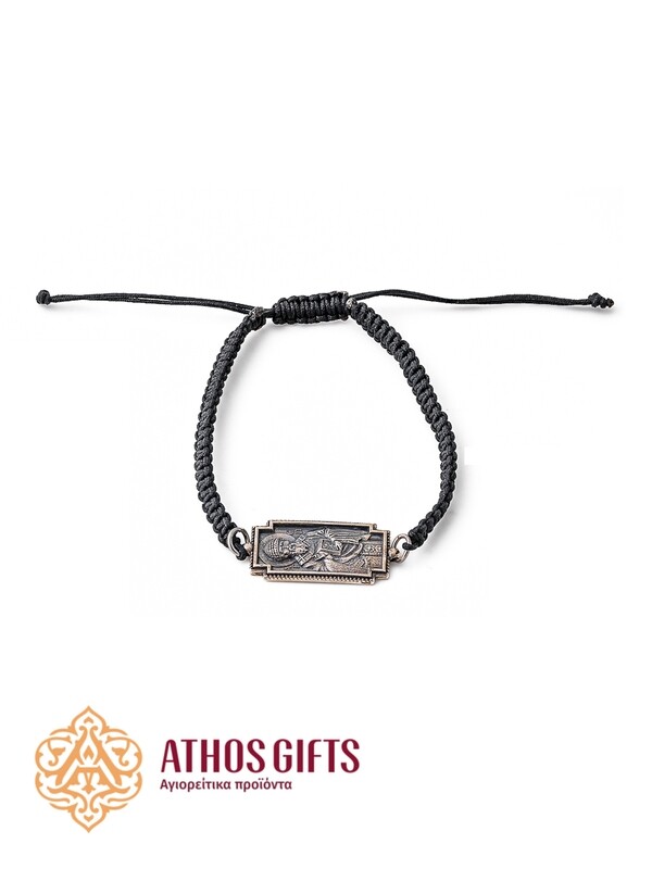 Braided bracelet from the Church of Saint Spyridon of Trimythous on the island of Corfu with a silver icon of the saint