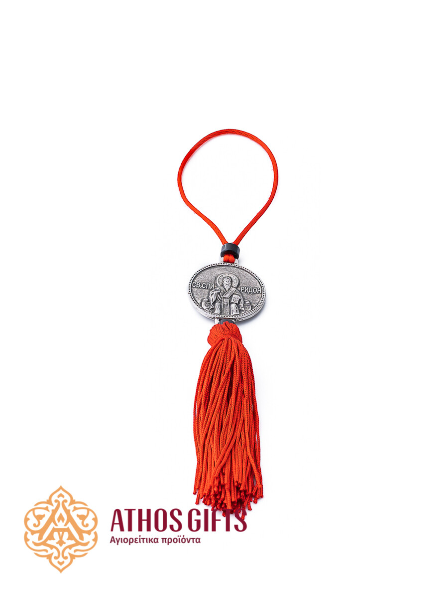 Saint Spyridon car mirror icon, Color: Red