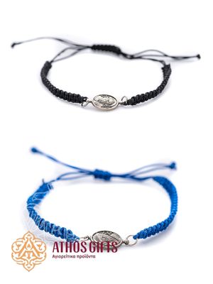 Braided bracelet with Saint Spyridon silver icon