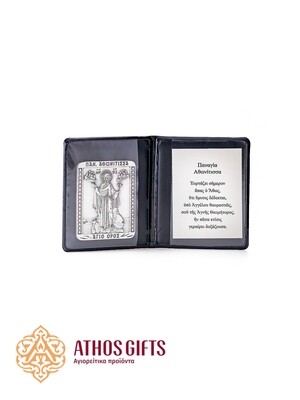 Diptych with a metal icon of the Virgin Mary Athonitissa (Abbess of Mount Athos).